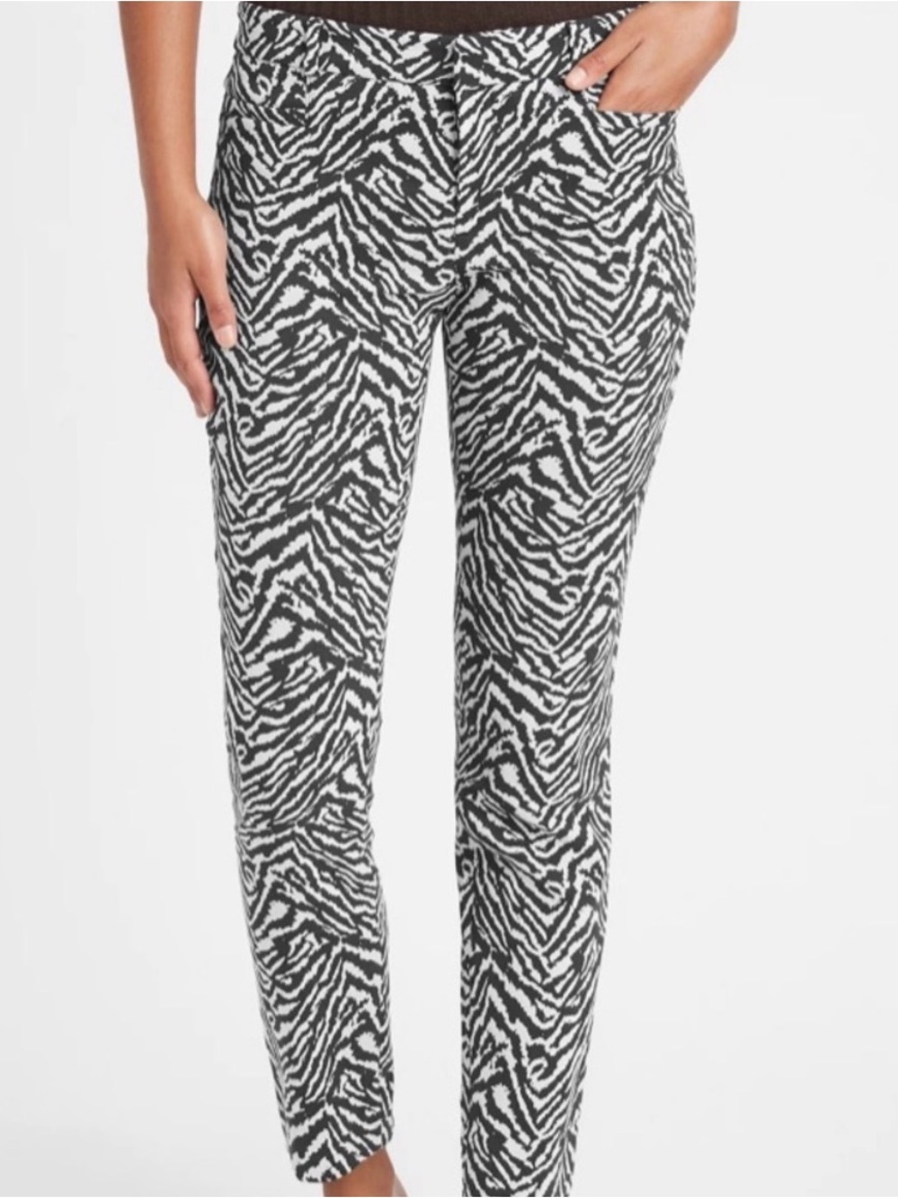 Banana Republic Zebra Print Slim Women's Pants - Black & White-Size 6 Long